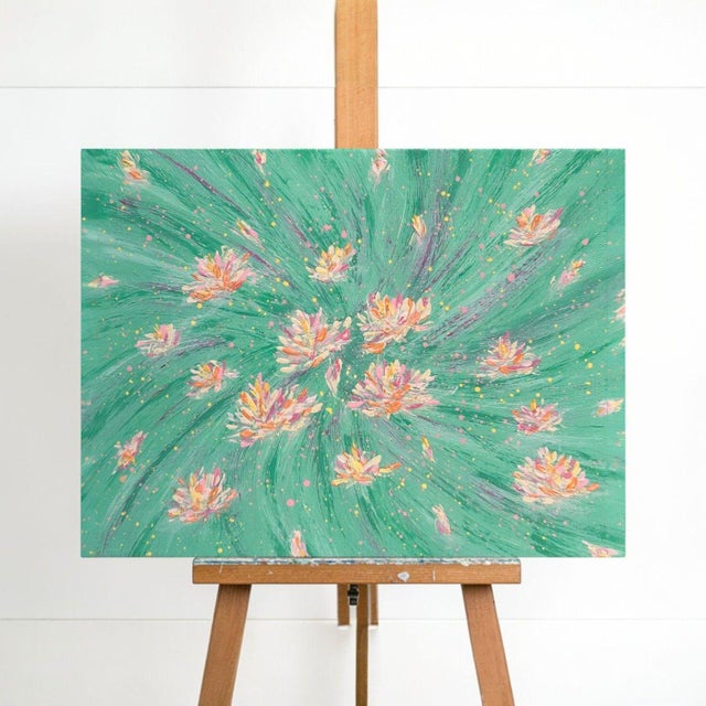 A charming original acrylic painting on stretched canvas, this piece captures timeless floral beauty with soft pink...