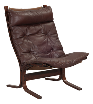 Highback Siesta Chair in Dark Brown Leather and Plywood by Ingmar Relling for Westnofa, 1960s