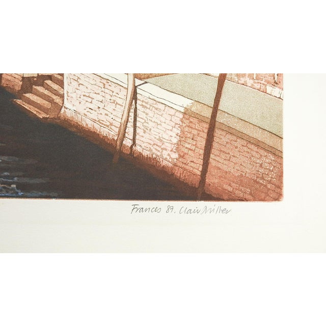 Late 20th century Fondamenta Zen Venice Italy by Frances St. Clair Miller (English, b.1947) etching on paper. Signed,...