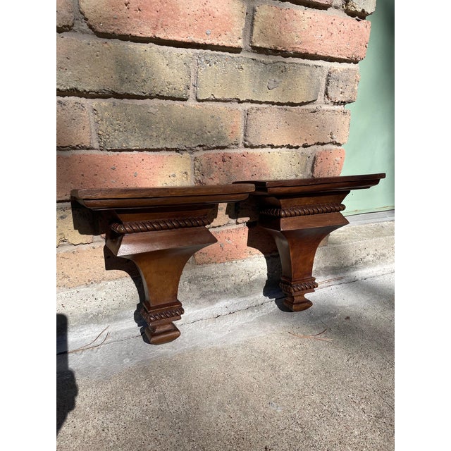 Mid 20th Century Neoclassical Style Wood Corbels Wall Shelf Brackets - A Pair For Sale - Image 18 of 18
