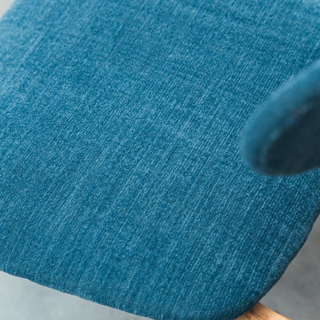 Wood Wooden and Blue Fabric Chairs, 1960s, Set of 6 For Sale - Image 7 of 10