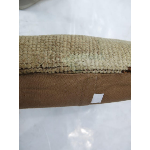 Mid-Century Modern Minimalist Beige Brown Vintage Turkish Oushak Rug Pillow For Sale - Image 3 of 5