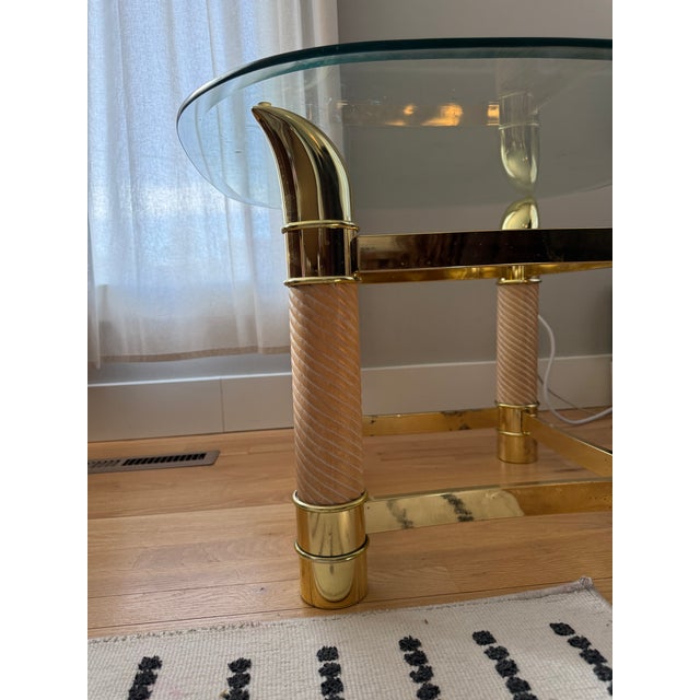 1970s Italian Faux Tusk and Brass Finish End Tables Tomasso Barbi Style For Sale - Image 4 of 9