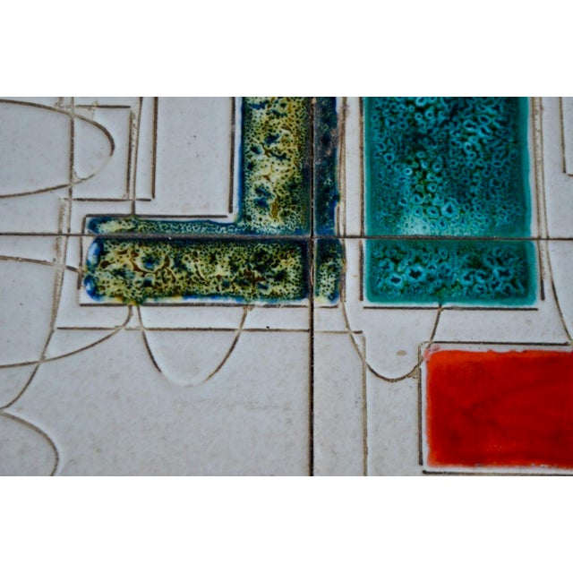 Ceramic Mid-Century French Ceramic Coffee Table with Multicolored Abstract Decor For Sale - Image 7 of 14