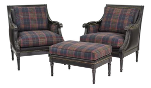 Ralph Lauren Plaid Armchairs & Ottoman