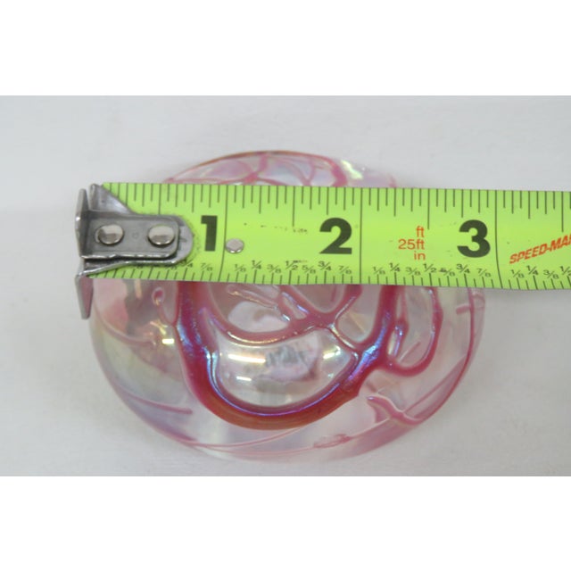 Intaglio Anton Pink Iridescent Carnival Glass Paperweight Studio Art 4613b For Sale - Image 11 of 18