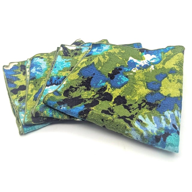 Mid 20th Century Vintage Cotton Barkcloth Napkins, Set of 4 For Sale - Image 5 of 7