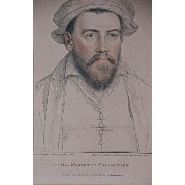 Portraiture 18th C. Portrait of Edward Stanley From Henry VIII's Court After Holbein Drawing, 1793 For Sale - Image 3 of 5