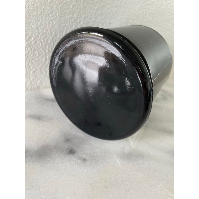 Vintage Black Glass Apothecary Jar Jean Vivaudou Co. Orloff Bergamot Men's Bath Talc For Sale In Seattle - Image 6 of 9