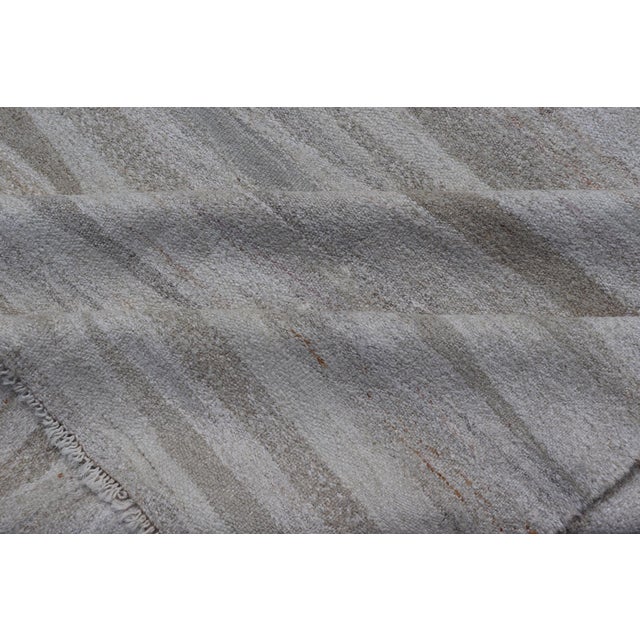 Keivan Woven Arts Large Modern Turkish Flat-Weave in White & Neutral Tone 11'2 X 14'1 For Sale - Image 11 of 12