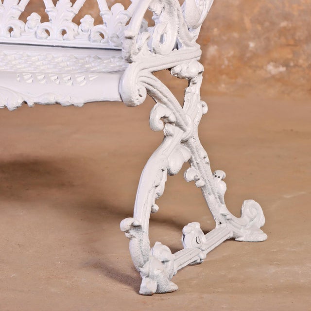 Victorian Revival Cast Aluminum Sleigh-Form Garden Bench, C. 1950. For Sale In Philadelphia - Image 6 of 7