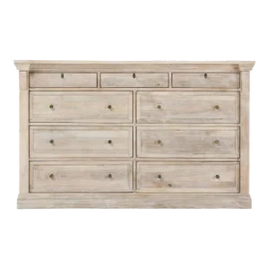 White Wash Large Wood Dresser