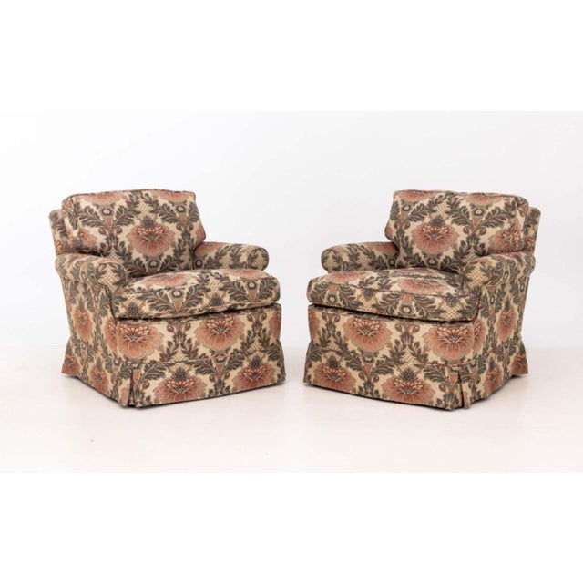 Modern Floral Print Upholstered Easy Armchairs, Pair For Sale - Image 3 of 10