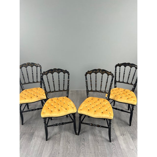 19th Century Napoleon III Chairs in Blackened Wood, Set of 4 For Sale - Image 9 of 12