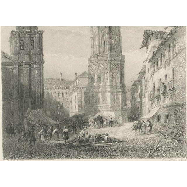 After E. George, Leaning Tower, Zaragoza, Spain, 1878, Engraving | Chairish