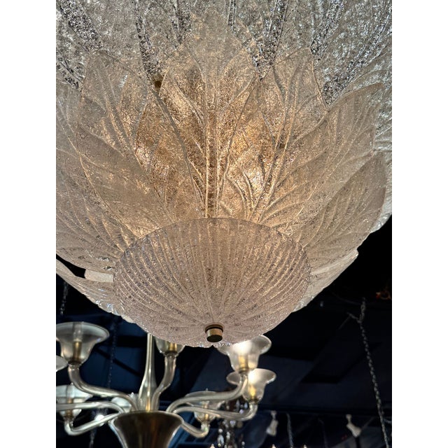 Glass Murano Granola Glass 2-Tier Leaf Form Flush Mount Chandelier For Sale - Image 7 of 8