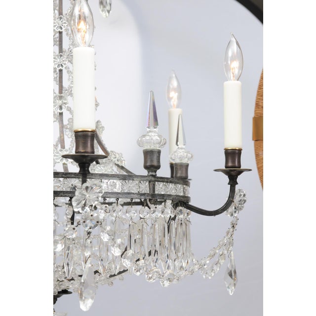 1940s Baroque Italian Bronze & Crystal Chandelier For Sale - Image 4 of 15
