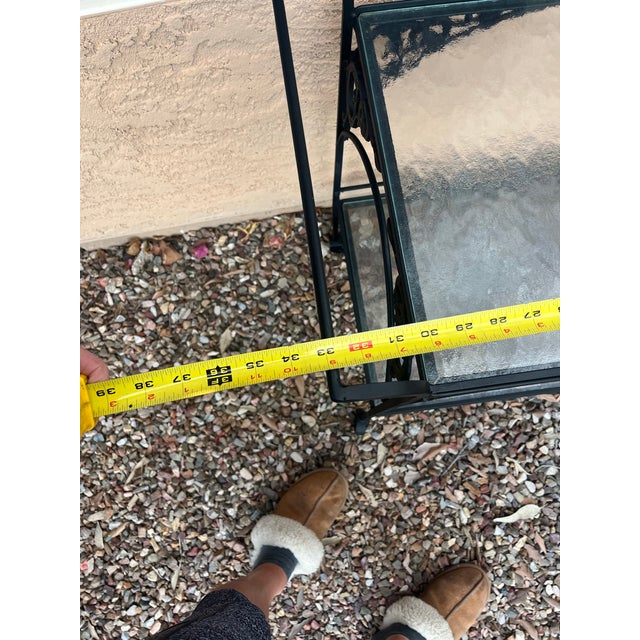 1970s Mid-Century Modern Woodard Style Patio Bistro Wrought Iron Serving Bar Tea Cart For Sale - Image 10 of 12