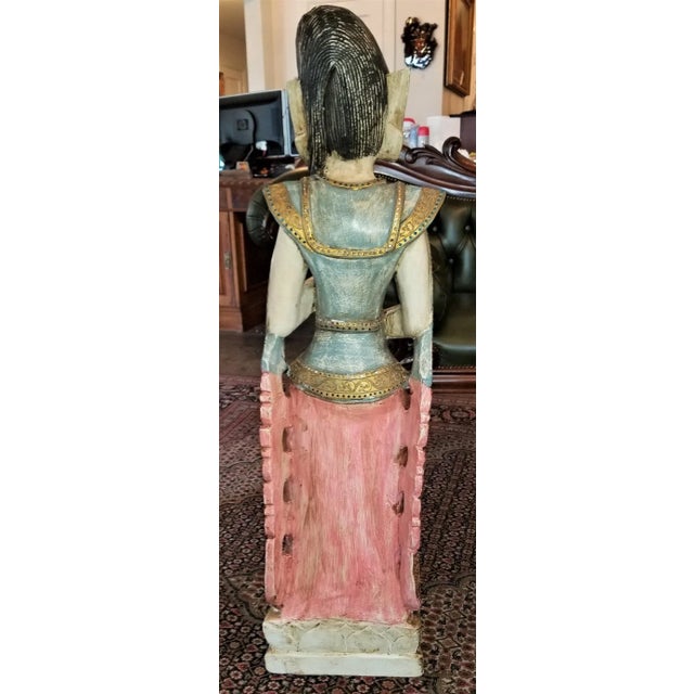 Gold Early 20th Century Thai Goddess Polychrome Statue For Sale - Image 8 of 12