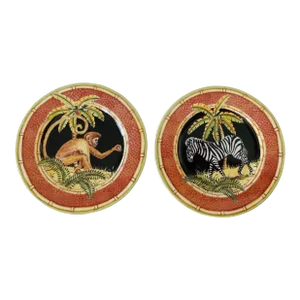 1990s Coastal Jungle and Safari Sadek Plates- A Pair
