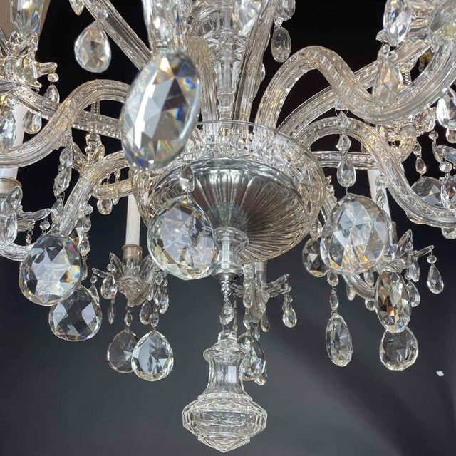 Eight-Light Bohemian Crystal Chandelier, 1950 For Sale - Image 4 of 10