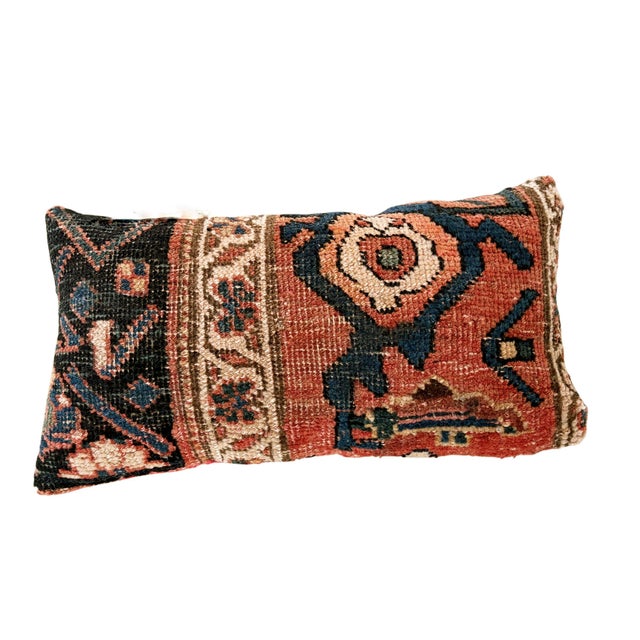 Boho Chic 19th Custom Made Antique Lumbar Malayer Pillow 14.5" W For Sale - Image 3 of 6