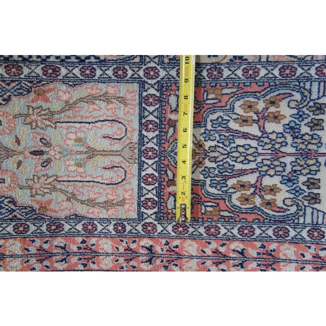 Indian Kashmir Silk Geometric Floral Garden Medallion Area Rug Mat 48" For Sale - Image 11 of 13
