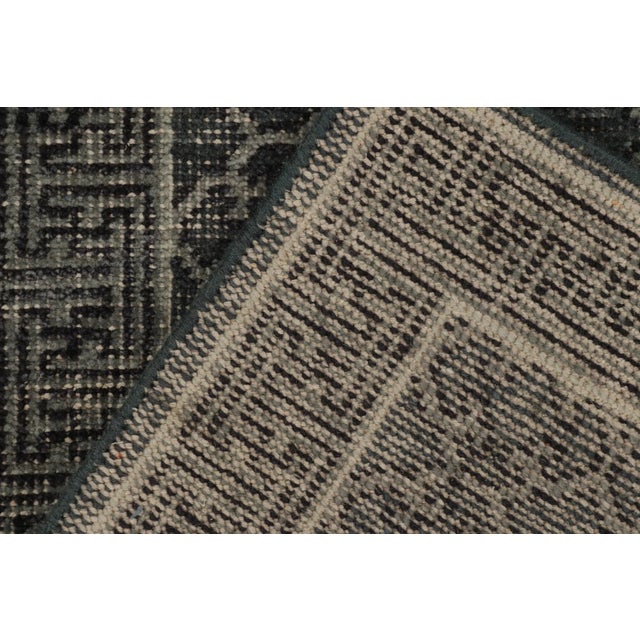 Rug & Kilim’s Distressed Khotan Style Rug in Blue & Gray Trellis Pattern For Sale In New York - Image 6 of 6