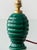 Forest Green Art Deco French Emerald Green Ceramic Table Lamp with Ruby Silk Shade, 1930s For Sale - Image 8 of 14