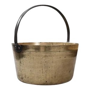 Circa 1800 Antique Preserving Pan, English Heavy Brass Cooking Pot