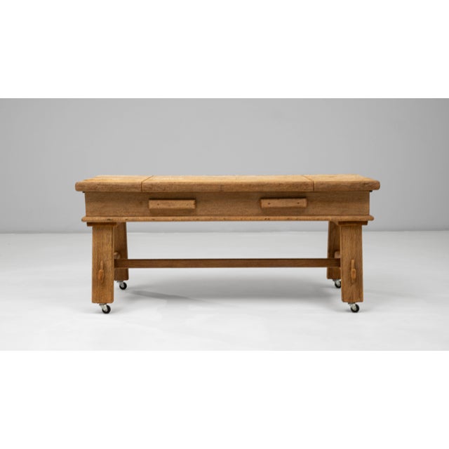 Brown Mid 20th Century French Oak Bar Table With Hidden Storage For Sale - Image 8 of 18