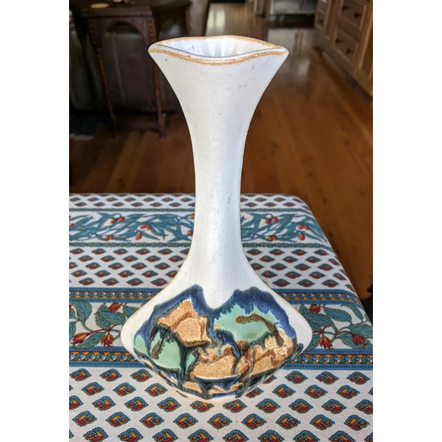 Contemporary Vintage Studio Art Pottery Drip Glaze Sculptural Vase Signed Hoffman For Sale - Image 3 of 9