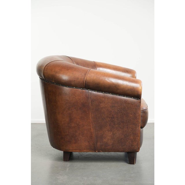 English-Style Club Chair in Sheepskin Leather For Sale - Image 3 of 14