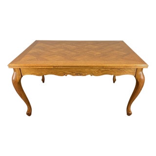 Vintage French Louis XVI Style Carved Oak Extendable Dining Table For Sale