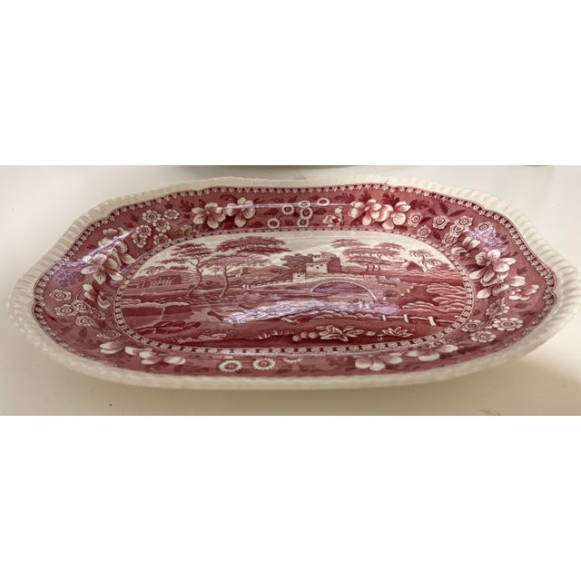 Late 19th Century Antique Copeland Spode Red Transferware Oval Platter 14.5″, English Ironstone C. 1890 For Sale - Image 5 of 9