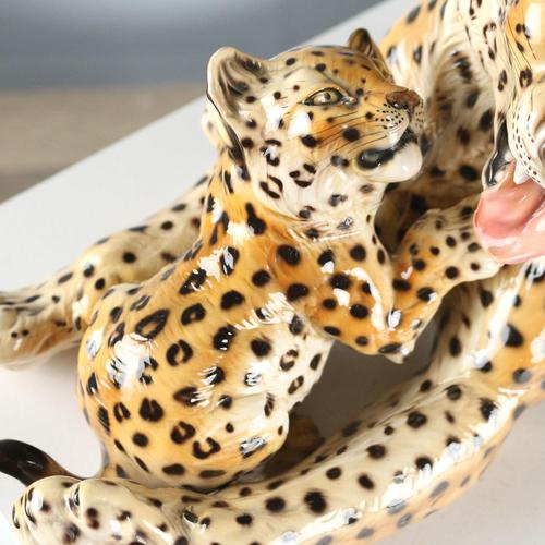 Ceramic Leopard with Cub from Ronzan For Sale - Image 4 of 9
