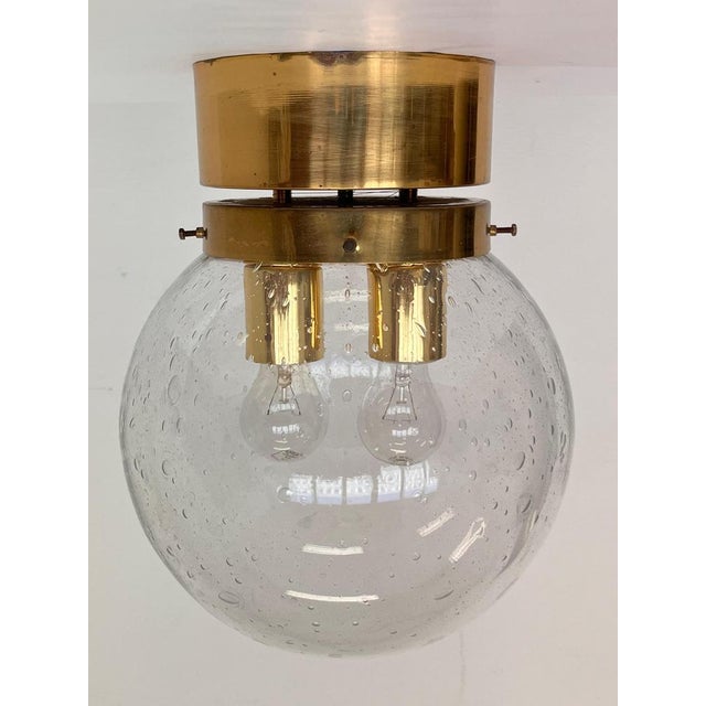 Metal Art Glass and Brass Ceiling Light from Kamenicky Senov, 1970s For Sale - Image 7 of 10