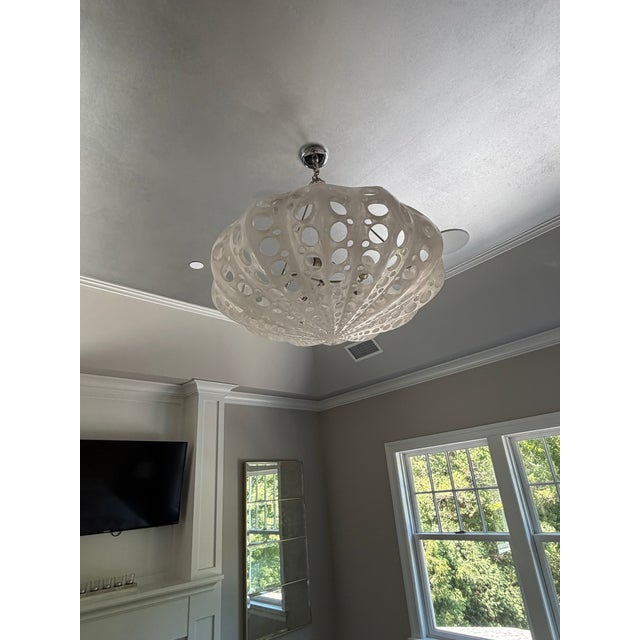 Oly Studio Oly Studio Luna Bowl Chandelier in Frost White For Sale - Image 4 of 4