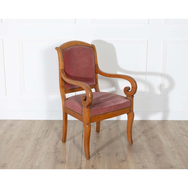 Pair of Louis Philippe Cherry Wood Armchairs with Upholstered Seats For Sale - Image 9 of 11