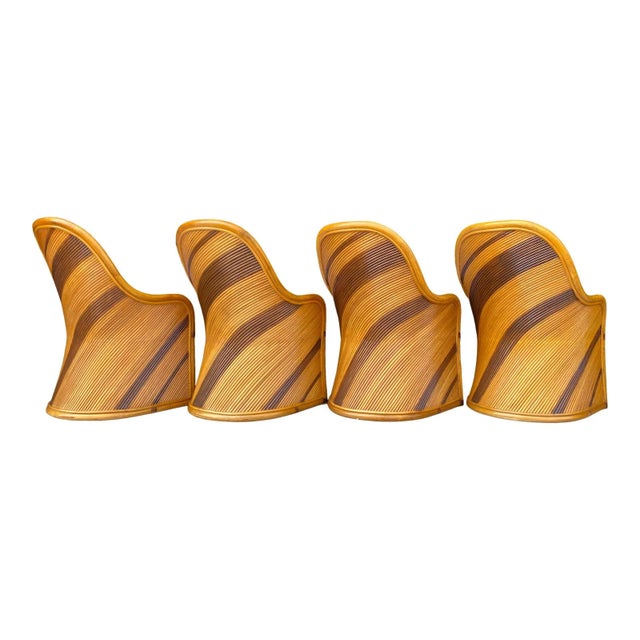 Wood Mid Century Sculptural Split Reed Rattan Dining Chairs by Henry Link - Set of 4 For Sale - Image 7 of 10