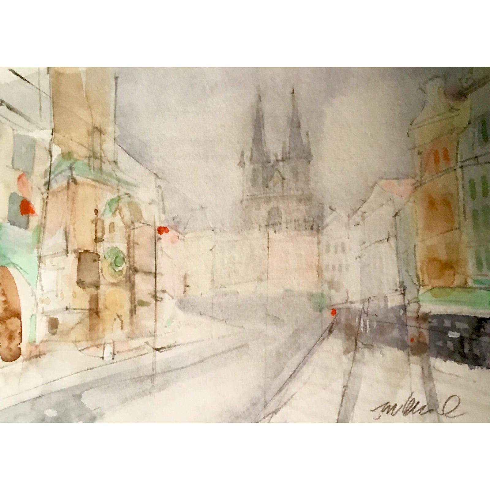 "European Streets" Watercolor Painting Chairish