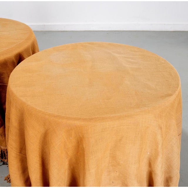 English For Sale Separately Round Ballard Design Linen Fringed Table Clothes With Dummy Table For Sale - Image 3 of 8