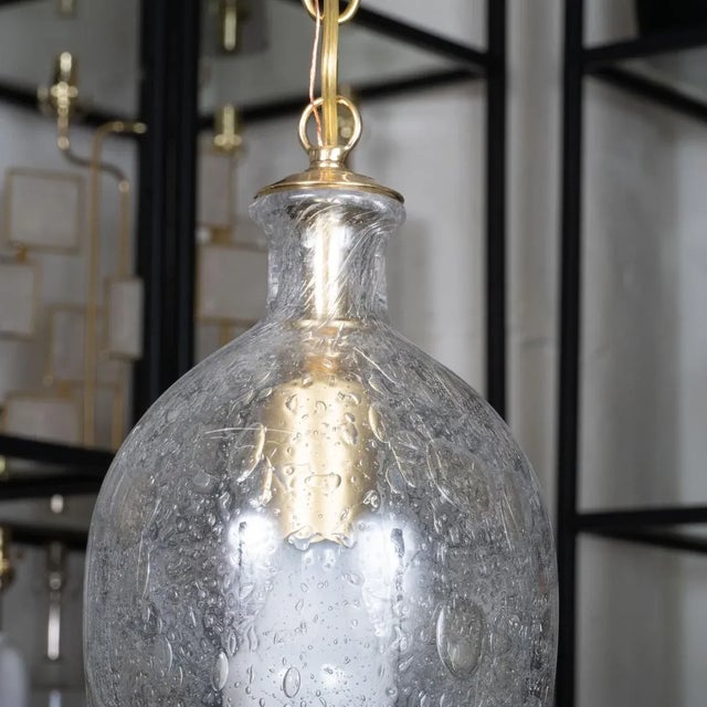 1960s Tulip-Shaped Bubble Glass Pendant For Sale - Image 5 of 9