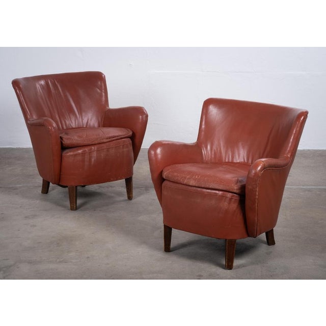 Danish Club Chairs in Leather, 1930s, Set of 2 For Sale - Image 4 of 12