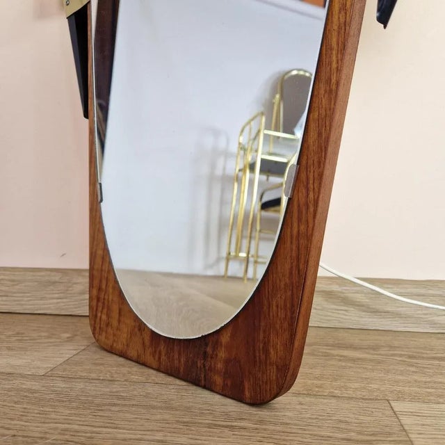Mid-Century Modern Teak Mirror with Sconces, 1960s For Sale - Image 3 of 9