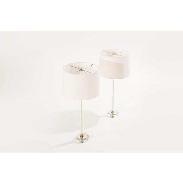 Glass and Brass Table Lamps, C. 1960s For Sale - Image 4 of 12