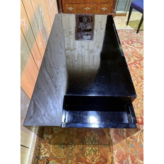 Art Deco Style Black Lacquered Desk and Chair, Set of 2 For Sale - Image 10 of 11