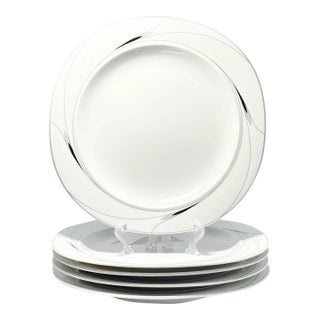 1990s Mikasa “Caviar” Set of 5 Porcelain Dinner Plates For Sale