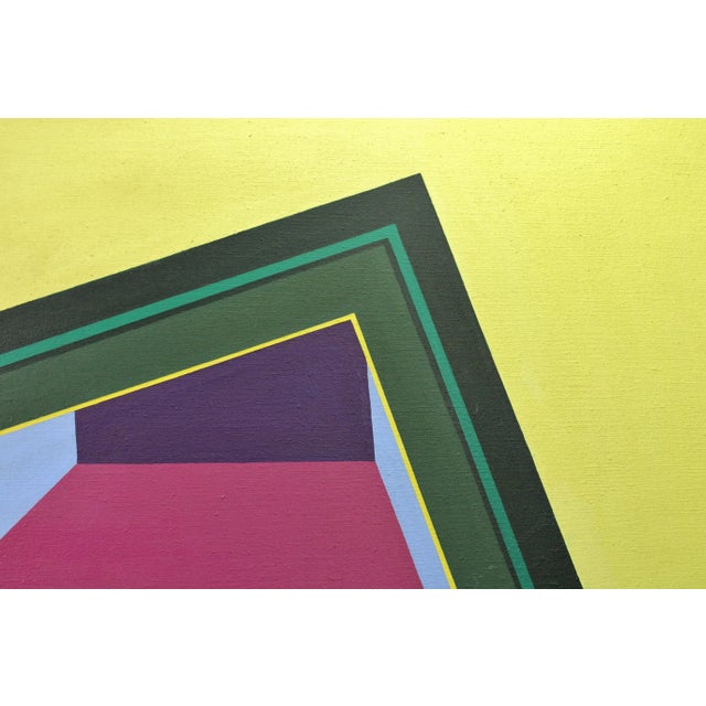 Mid-Century Modern 1960s Vintage Large Mid-Century Modern Colorful Hard Edge Acrylic Painting For Sale - Image 3 of 7