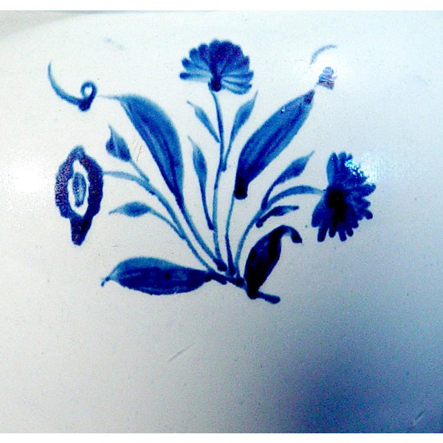 English Pearlware Pottery Large Underglaze Blue Jug With Flowers and Drapery Circa 1820–1830 For Sale - Image 9 of 9